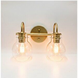 LNC Home Pleiara 2-Light Gold Vanity Light Wall Fixture-Clear Glass -A04303